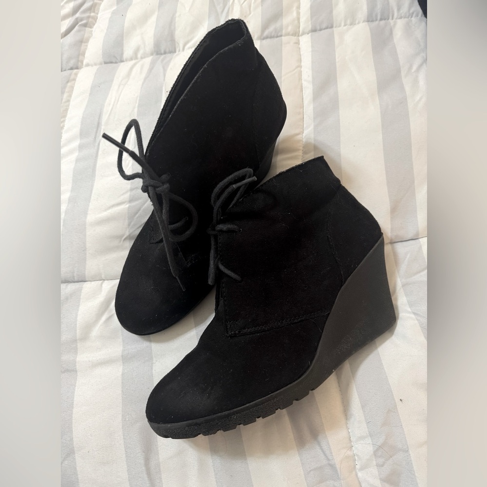 Lace Up Low Wedge Heel Booties Shoe